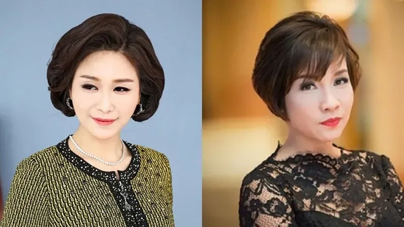 Hình ảnh kiểu tóc lob ngang vai uốn cúp nhẹ cho phụ nữ tuổi 50, trông rất tự nhiên và thanh thoát