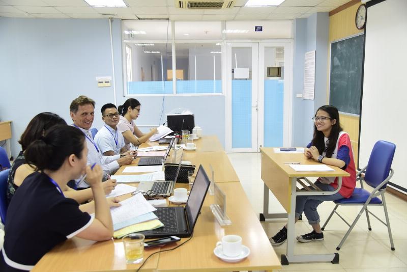 Hình ảnh học sinh luyện tập giới thiệu bản thân bằng tiếng Anh, có thể trước gương hoặc cùng bạn bè