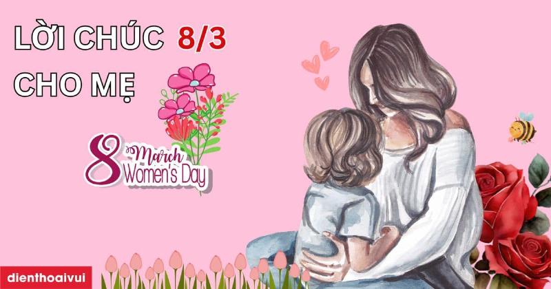 Hình ảnh con cái tặng lời chúc 8/3 chân thành cho mẹ yêu