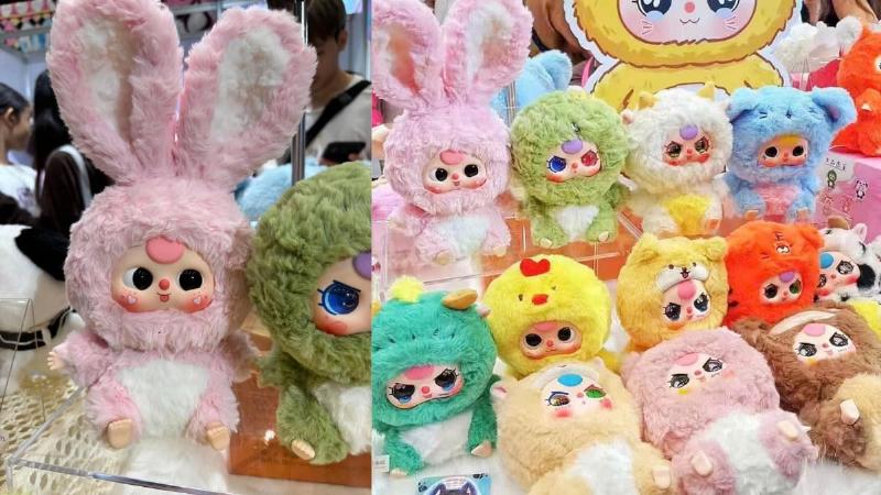 Một bộ sưu tập đa dạng các hình vẽ cute đáng yêu gồm động vật, đồ vật, và nhân vật, được vẽ với nét tròn, mắt to, màu sắc tươi sáng, đặt trên nền trắng hoặc nền màu pastel nhẹ nhàng.