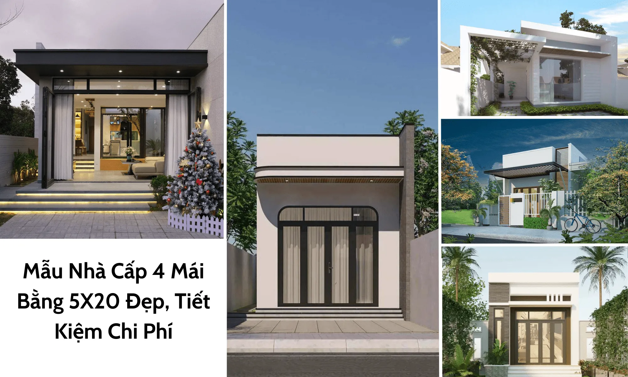 Nhà cấp 4 mái bằng 5x20m với kiến trúc hiện đại