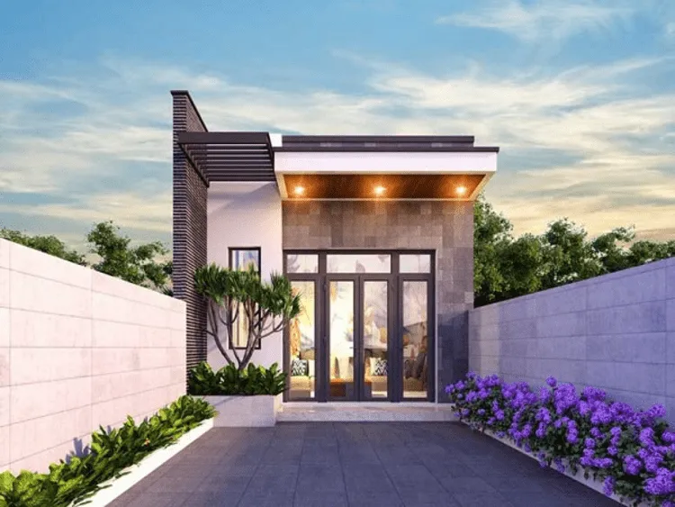 Nhà cấp 4 mái bằng 5x20m tiện nghi có sân đậu xe hơi