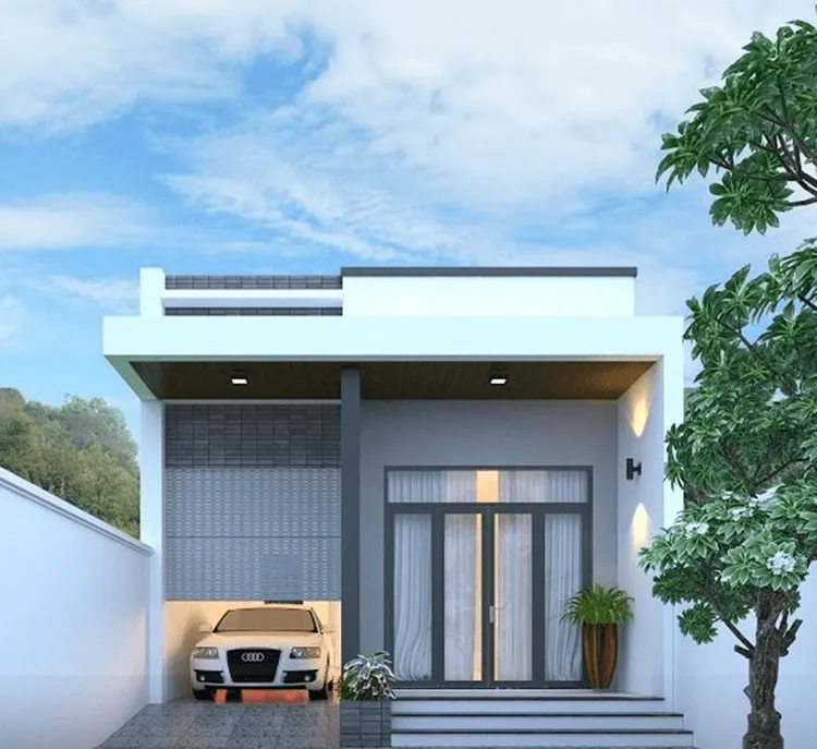 Mẫu nhà cấp 4 mái bằng 5x20m theo kiểu biệt thự mini sang trọng