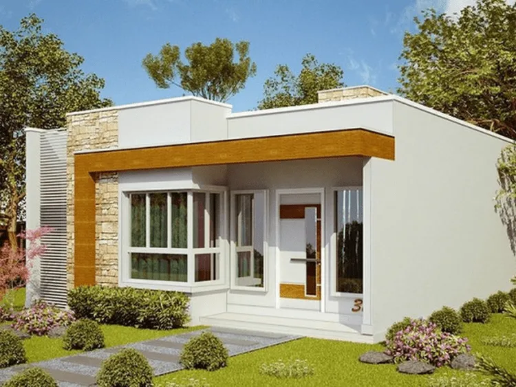 Mẫu thiết kế nhà vườn cấp 4 mái bằng 5x20m đẹp với sân vườn tươi mát