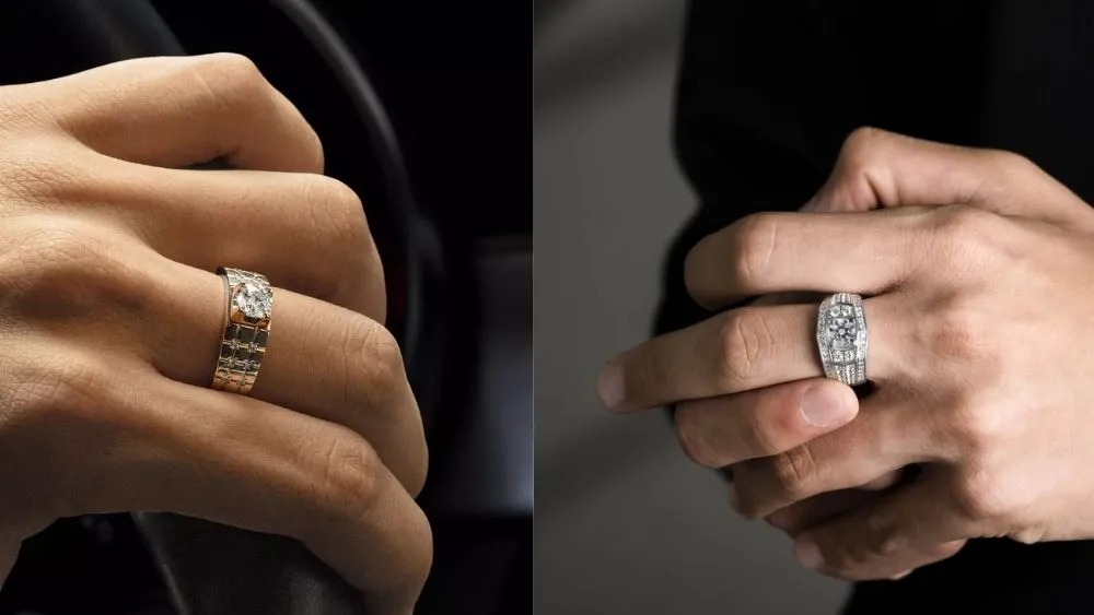 Thiết kế nhẫn trung tính, cân đối cho ngón giữa nam