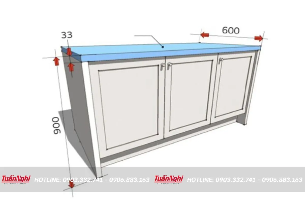 Mặt đá tủ bếp với kích thước tiêu chuẩn