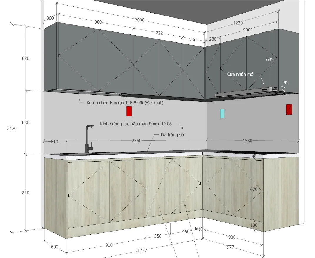Kích thước tủ bếp tiêu chuẩn theo đúng phong thủy