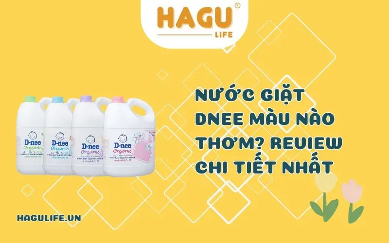 Các loại nước giặt Dnee Thái phổ biến với nhiều màu sắc khác nhau, mỗi màu mang một mùi hương đặc trưng cho quần áo bé