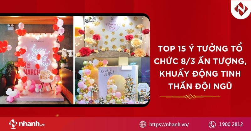 Hình ảnh nhóm đồng nghiệp nữ vui vẻ nhận hoa và lời chúc mừng 8/3 tại văn phòng, không khí thân mật và tươi vui.