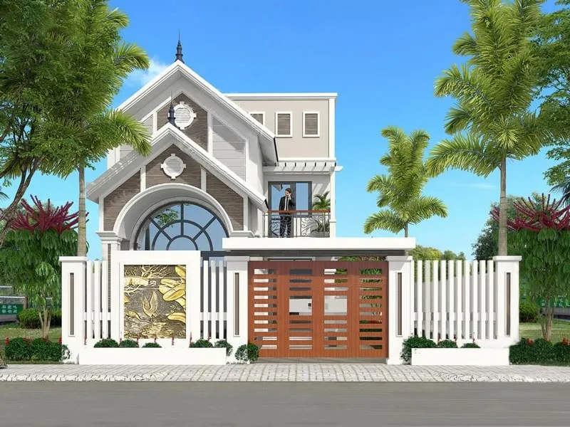 Cổng biệt thự mái Thái 4 cánh với thiết kế sang trọng