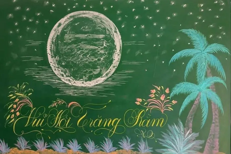 Bảng Trung thu với chủ đề &quot;Vui hội trăng rằm&quot; và lồng đèn