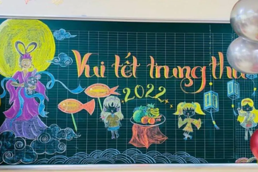Trang trí bảng lớp với hình ảnh Chị Hằng xinh đẹp
