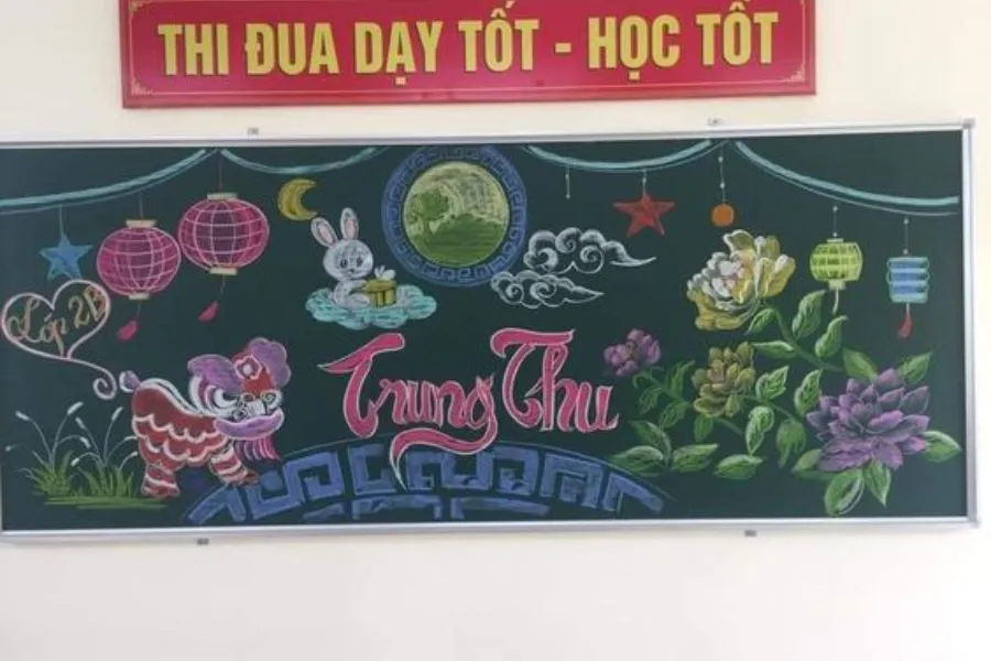 Trang trí bảng Trung thu với Thỏ Ngọc dễ thương