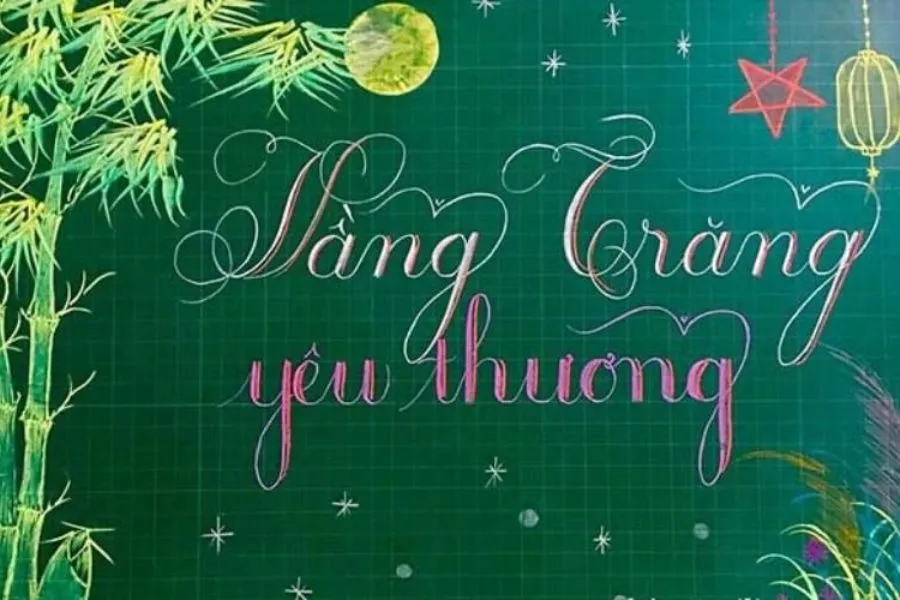 Bảng trang trí với chủ đề &quot;Vầng trăng yêu thương&quot;