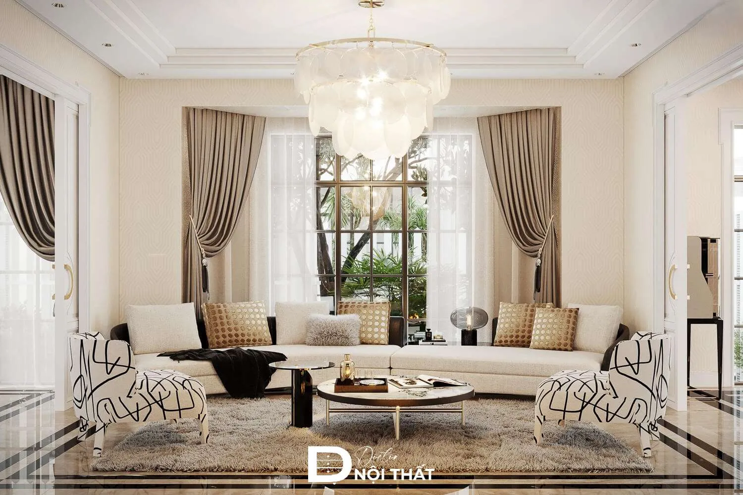 Mẫu trần thạch cao phòng khách 35m2