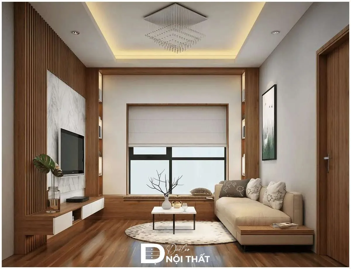Trần thạch cao phòng khách chung cư được thiết kế đơn giản, tinh tế