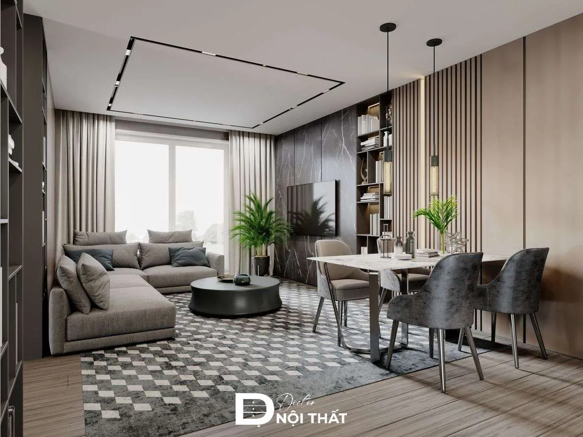 Mẫu trần thạch cao phẳng cho phòng khách