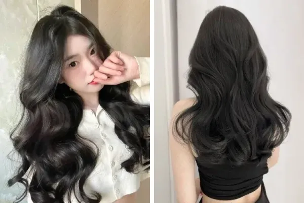 Nét đẹp dịu dàng với tóc layer dài uốn sóng phù hợp mặt tròn béo