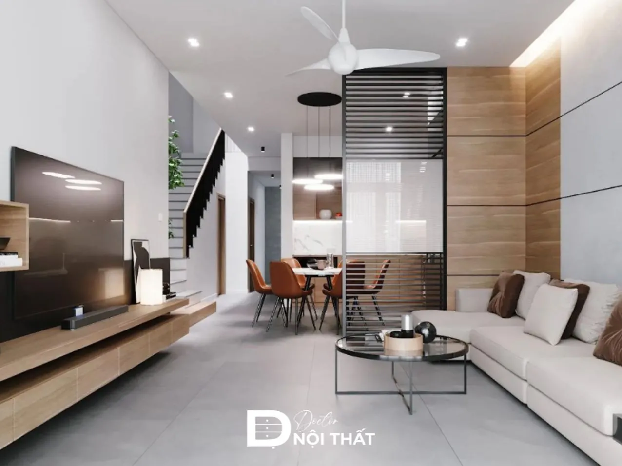 Sử dụng chất liệu gỗ ốp tường tạo cảm giác ấm cúng