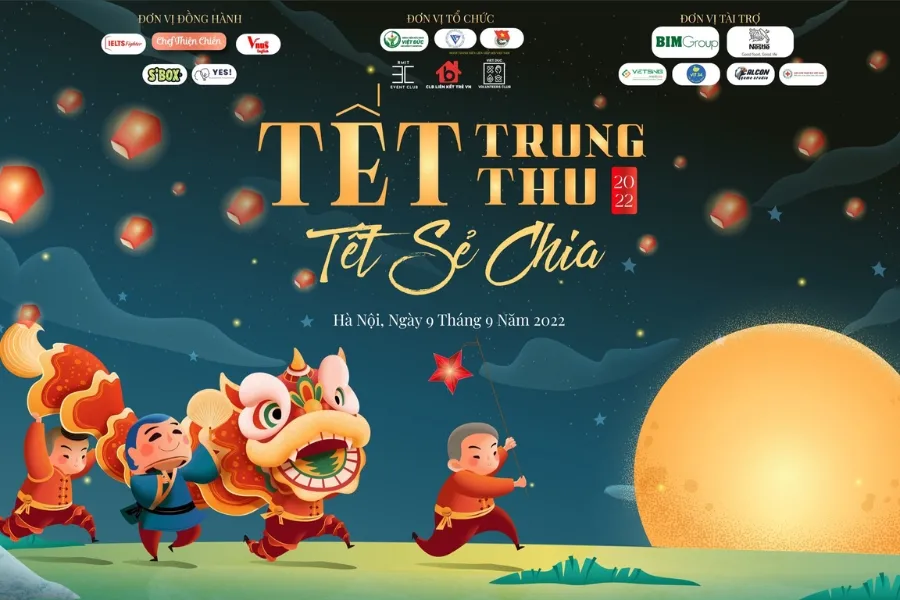 Phông nền Trung thu chất liệu bạt Hiflex với chủ đề Tết sẻ chia, mang ý nghĩa nhân văn sâu sắc